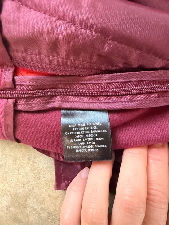 Anthropologie Burgundy Skinny Pants with Red Side Stripe - Size 10 - Picture 12 of 14